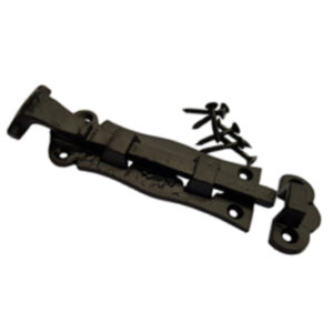 STRAIGHT - Black Antique Door Bolts, Scroll End