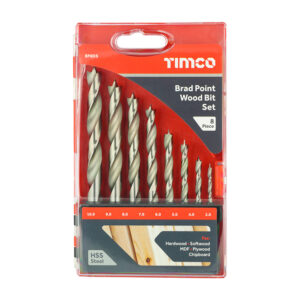 8pc HSS Brad Point Wood Bit Set